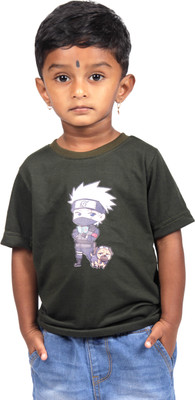 Yellowtoons Boys Printed Cotton Blend Regular T Shirt(Green, Pack of 1)