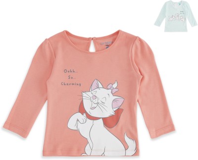 Pantaloons Baby Baby Girls Printed Pure Cotton T Shirt(Pink, Pack of 1)