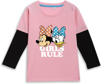 JONIMONI Baby Girls Solid Cotton Blend Regular T Shirt(Pink, Pack of 1)