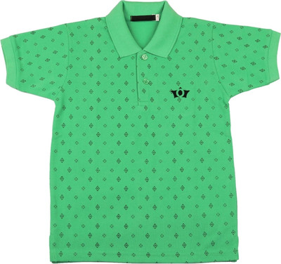 NeuVin Boys Printed Cotton Blend Regular T Shirt(Green, Pack of 1)