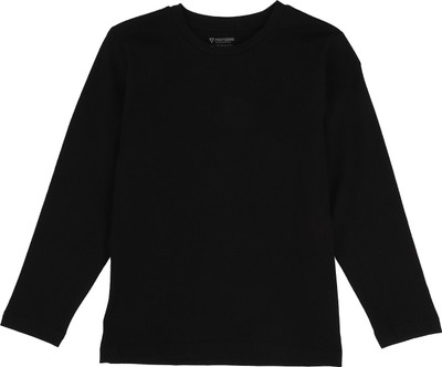 PROTEENS Boys Solid Pure Cotton Regular T Shirt(Black, Pack of 1)