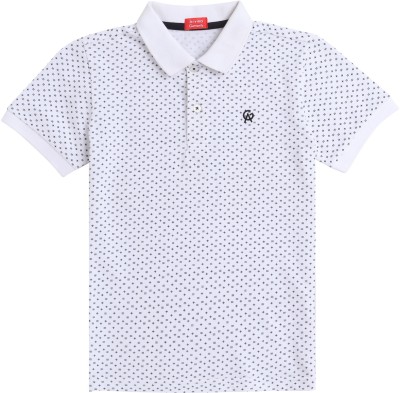 Arvind Garments Boys Geometric Print Pure Cotton T Shirt(White, Pack of 1)