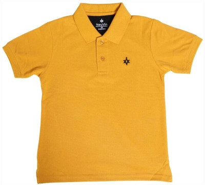 NeuVin Boys Solid Cotton Blend Regular T Shirt(Orange, Pack of 1)