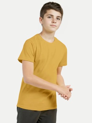 radprix Baby Boys Solid Cotton Blend T Shirt(Yellow, Pack of 1)