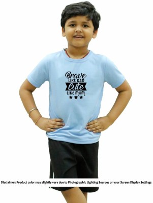 CHOMBOOKA Boys & Girls Printed Pure Cotton Regular T Shirt(Light Blue, Pack of 1)