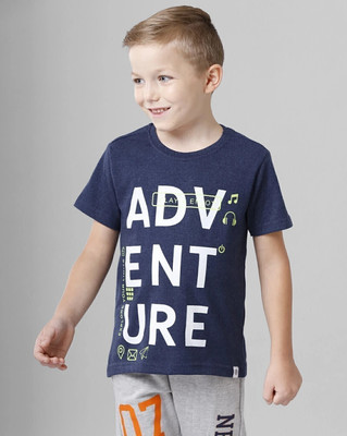 Codez Boys Printed Cotton Blend Regular T Shirt(Blue, Pack of 1)