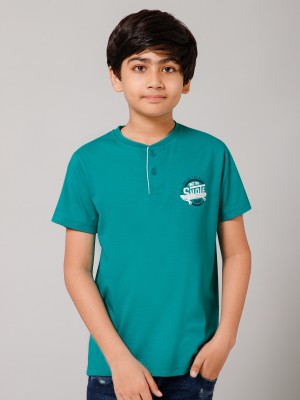 PROVOGUE Boys Solid Cotton Blend T Shirt(Green, Pack of 1)