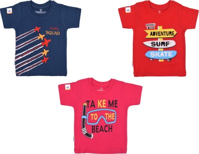 Baby Toons Baby Boys & Baby Girls Printed Cotton Blend Regular T Shirt(Multicolor, Pack of 3)