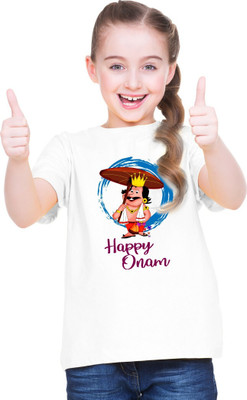 MH FASHION TRENDS Girls Graphic Print Pure Cotton Oversized T Shirt(White, Pack of 1)