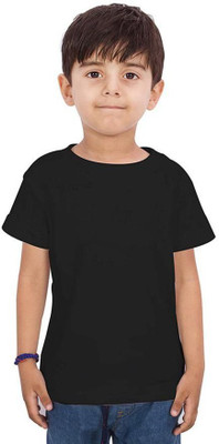 THEYOUNGESTTEE Boys Solid Cotton Blend Regular T Shirt(Black, Pack of 1)