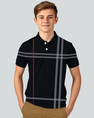 ENITOR Boys Printed Cotton Blend Regular T Shirt(Black, Grey, Pack of 1)