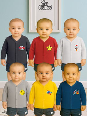 KidBee Baby Boys & Baby Girls Printed Cotton Blend Regular T Shirt(Multicolor, Pack of 6)