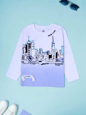 Kiddo Paanti Boys Printed Pure Cotton Regular T Shirt(Multicolor, Pack of 1)