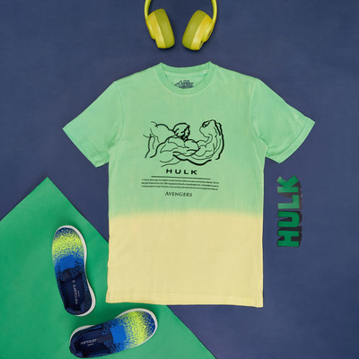 Pantaloons Junior Boys Cartoon Pure Cotton Regular T Shirt(Green, Pack of 1)