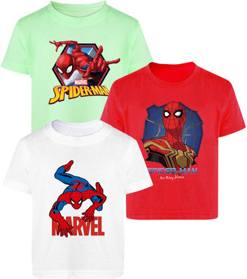 YK Marvel Boys Printed Cotton Blend Regular T Shirt(Multicolor, Pack of 3)