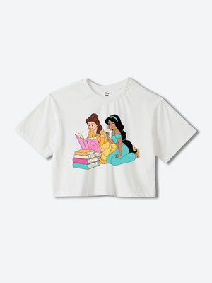 WEAR YOUR MIND Girls Graphic Print Pure Cotton Regular T Shirt(White, Pack of 1)
