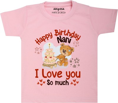 ARVESA Baby Boys & Baby Girls Printed Cotton Blend T Shirt(Pink, Pack of 1)