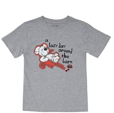 Texman Boys Printed Pure Cotton Regular T Shirt(Grey, Pack of 1)