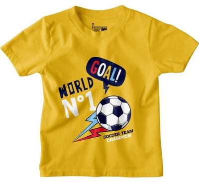 BonOrganik Boys Printed Pure Cotton Regular T Shirt(Yellow, Pack of 1)