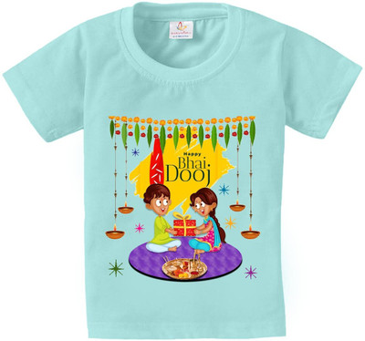 Babywish Boys & Girls Typography, Printed Pure Cotton Regular T Shirt(Light Green, Pack of 1)