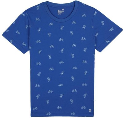 BodyCare Boys Printed Pure Cotton T Shirt(Blue, Pack of 1)