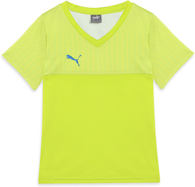 PUMA Boys Solid Polyester Regular T Shirt(Green, Pack of 1)