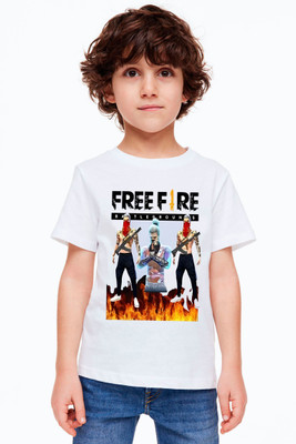 LTF Boys Printed Polyester Regular T Shirt(White, Pack of 1)