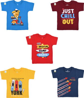 Toddylon Baby Boys & Baby Girls Printed Pure Cotton Regular T Shirt(Multicolor, Pack of 6)