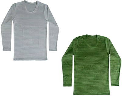 Indistar Boys Self Design Polyester Regular T Shirt(Multicolor, Pack of 2)