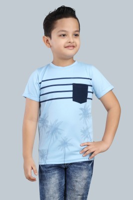 3Pin Boys Printed Cotton Blend Regular T Shirt(Blue, Pack of 1)