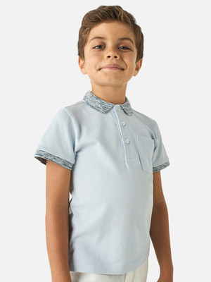 JUNIORS by Babyshop Boys Solid Cotton Blend Regular T Shirt(Blue, Pack of 1)