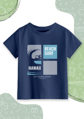 RUNSTARS Boys Graphic Print Cotton Blend Regular T Shirt(Blue, Pack of 1)