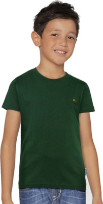 dongli Boys Solid Pure Cotton Regular T Shirt(Green, Pack of 1)