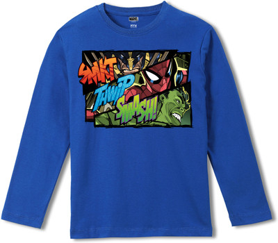 WEAR YOUR MIND Boys Graphic Print Pure Cotton Regular T Shirt(Blue, Pack of 1)