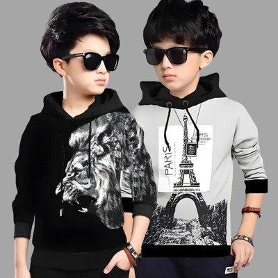 Ticoss Boys Printed Cotton Blend Regular T Shirt(Multicolor, Pack of 2)