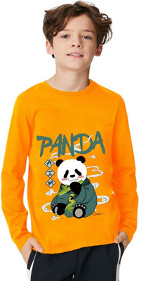 ENZIKO Boys Graphic Print Cotton Blend Regular T Shirt(Yellow, Pack of 1)