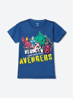 WYM TREND Boys Graphic Print Cotton Blend Regular T Shirt(Blue, Pack of 1)