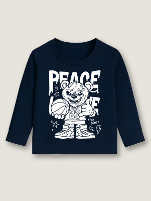 VEERUTEEZ Boys Printed Pure Cotton Regular T Shirt(Dark Blue, Pack of 1)