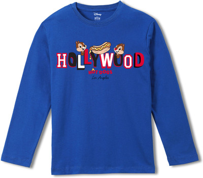 WEAR YOUR MIND Boys Graphic Print Pure Cotton Regular T Shirt(Blue, Pack of 1)