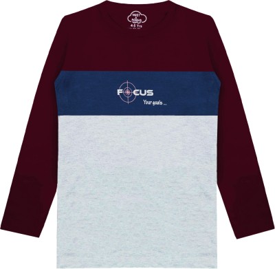 MIST N FOGG Boys Printed Cotton Blend Regular T Shirt(Maroon, Pack of 1)