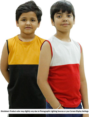 CHOMMBOOKA TRENDING Boys Colorblock Pure Cotton Regular T Shirt(Red, Pack of 2)
