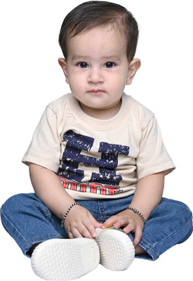 stylestorm Baby Boys Solid Cotton Blend Regular T Shirt(Beige, Pack of 1)