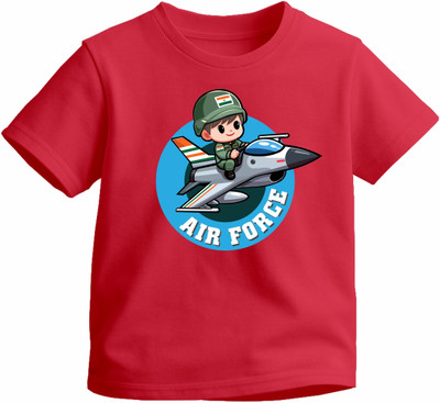 Luv My India Boys & Girls Graphic Print Pure Cotton Regular T Shirt(Red, Pack of 1)