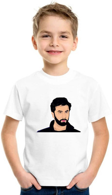 Shubham designer gallery Boys Graphic Print Polyester Regular T Shirt(White, Pack of 1)