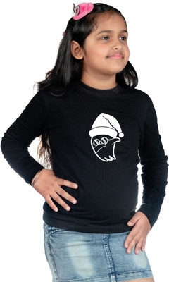CHOMMBOOKA TRENDING Boys & Girls Printed Cotton Blend Regular T Shirt(Black, Pack of 1)
