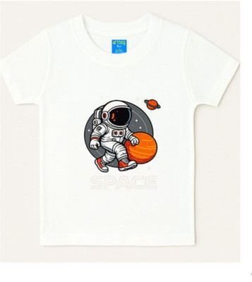 TIKQ Baby Boys & Baby Girls Graphic Print Pure Cotton Regular T Shirt(White, Pack of 1)