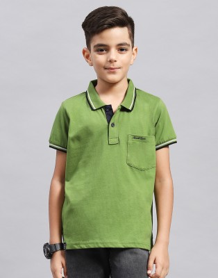 MONTE CARLO Boys Solid Pure Cotton Regular T Shirt(Green, Pack of 1)