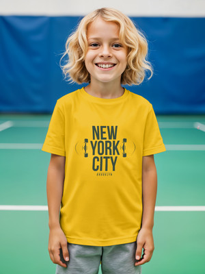 PROVOGUE Boys Printed Pure Cotton Regular T Shirt(Yellow, Pack of 1)