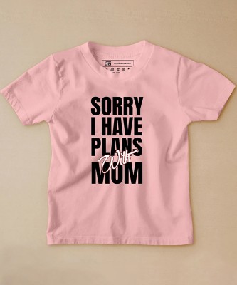 BE AWARA Boys & Girls Printed Pure Cotton T Shirt(Pink, Pack of 1)