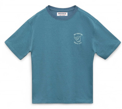 PROVOGUE Boys Printed Cotton Blend Oversized T Shirt(Blue, Pack of 1)
